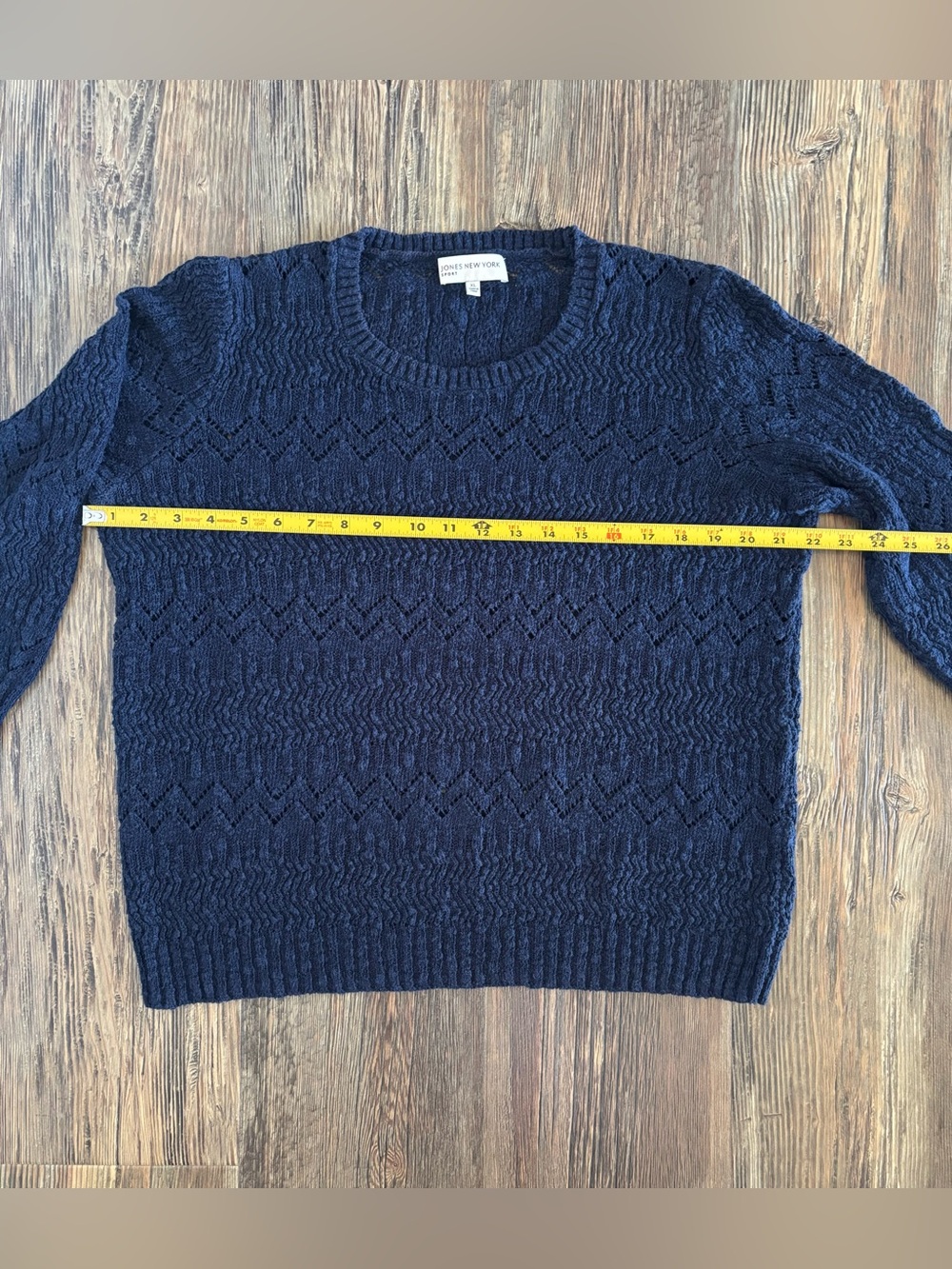 Jones New York Sport Open Knit 3/4 Sleeve Pullover Sweater Womens XL Navy Blue - Picture 5 of 7